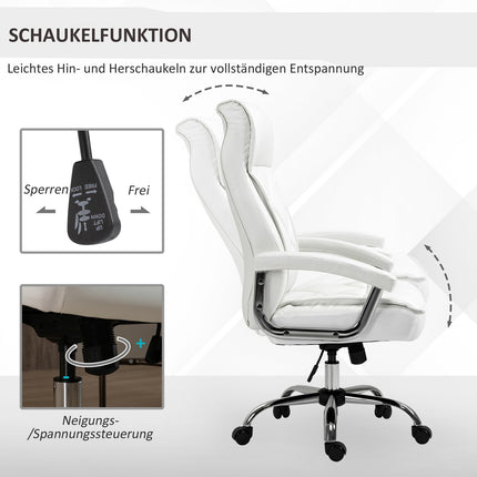 White ergonomic office chair - adjustable height, swivel, tilt