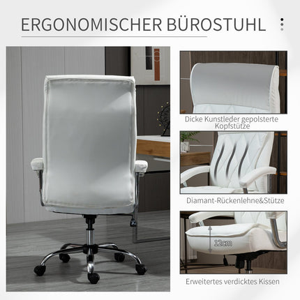 White ergonomic office chair - adjustable height, swivel, tilt