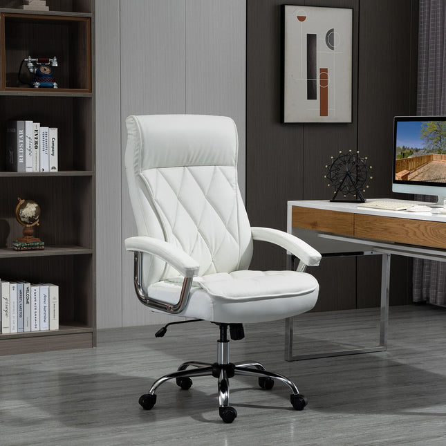 White ergonomic office chair - adjustable height, swivel, tilt