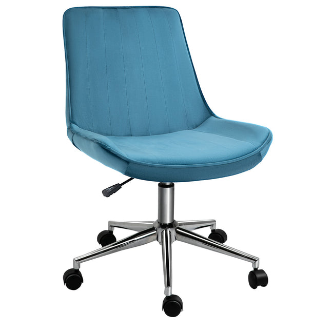 Office chair, adjustable swivel, blue velvet upholstery