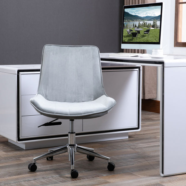 Desk chair, height adjustable, 360° rotatable, velvet grey
