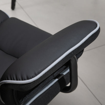 Ergonomic office chair in black artificial leather, adjustable with armrests