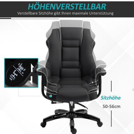 Ergonomic office chair in black artificial leather, adjustable with armrests