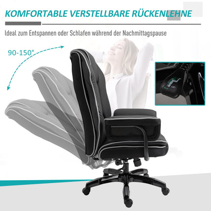Ergonomic office chair in black artificial leather, adjustable with armrests