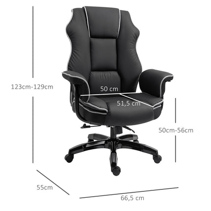 Ergonomic office chair in black artificial leather, adjustable with armrests