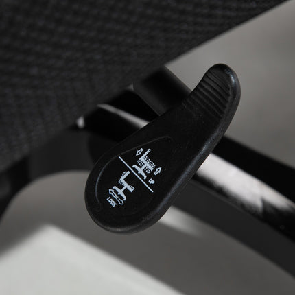 Ergonomic office chair in black artificial leather, adjustable with armrests