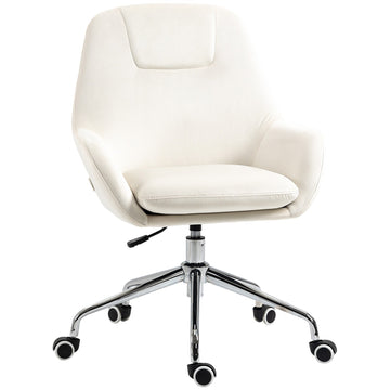 Ergonomic swivel office chair, adjustable height, velvet cream