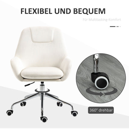 Ergonomic swivel office chair, adjustable height, velvet cream