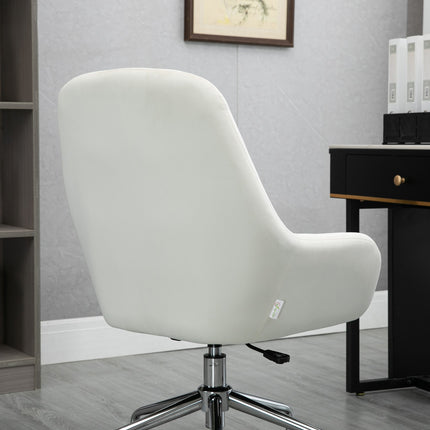 Ergonomic swivel office chair, adjustable height, velvet cream