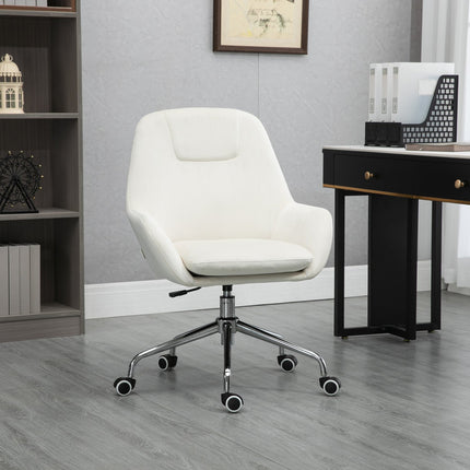 Ergonomic swivel office chair, adjustable height, velvet cream