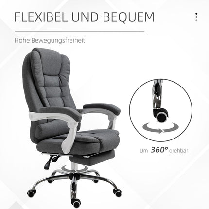 Office chair with footrest, height adjustable, linen look