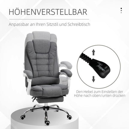 Office chair with footrest, height adjustable, linen look