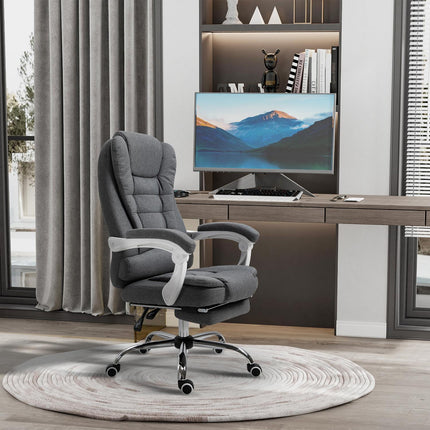 Office chair with footrest, height adjustable, linen look