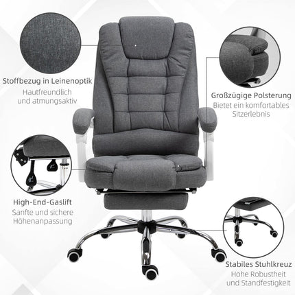 Office chair with footrest, height adjustable, linen look