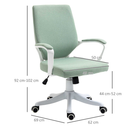 Ergonomic green & white office chair, tilt function, 360° rotatable