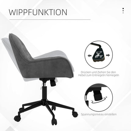Ergonomic office chair, height adjustable, velvet look