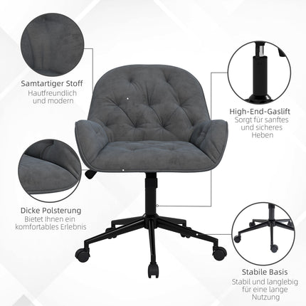 Ergonomic office chair, height adjustable, velvet look