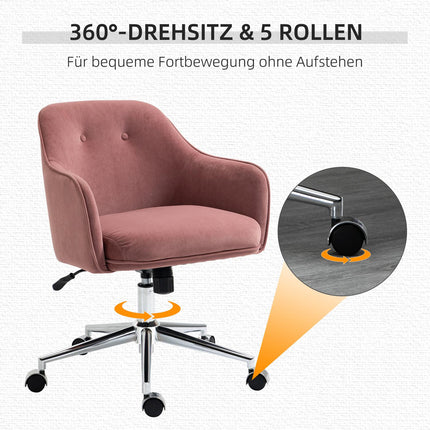 Red Velvet Office Chair with Rocker, adjustable height