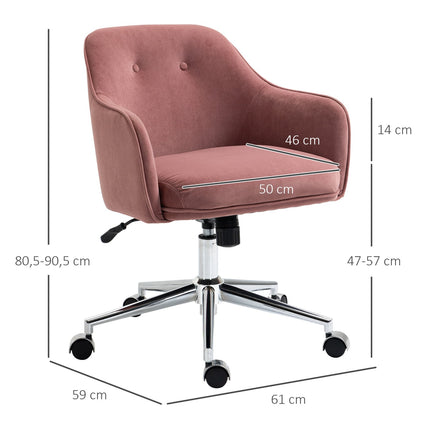 Red Velvet Office Chair with Rocker, adjustable height