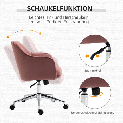 Red Velvet Office Chair with Rocker, adjustable height