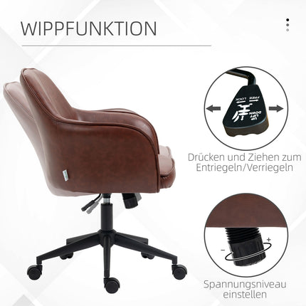 Adjustable office chair, synthetic leather, rocking, brown