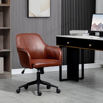 Adjustable office chair, synthetic leather, rocking, brown