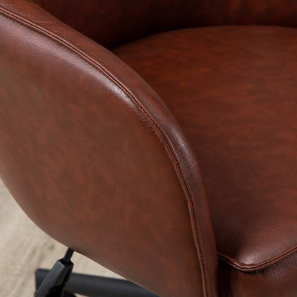 Adjustable office chair, synthetic leather, rocking, brown