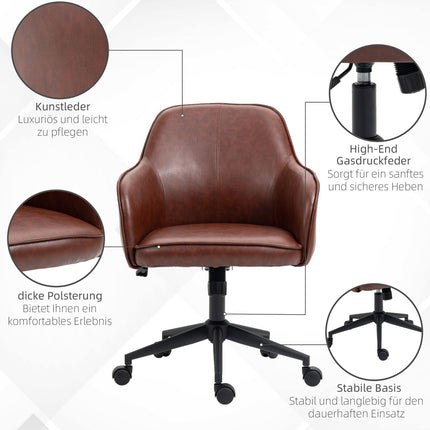 Adjustable office chair, synthetic leather, rocking, brown