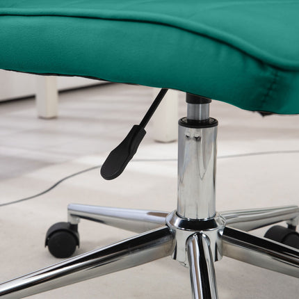 Adjustable velvet green office chair - no armrest, 120 kg capacity