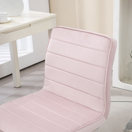 Pink Velvet Swivel Office chair, no arms, adjustable height