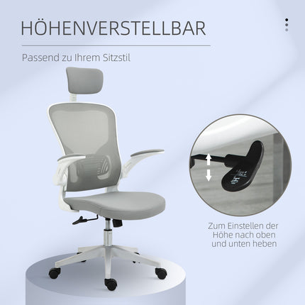 Ergonomic office chair, high back with lumbar support, gray