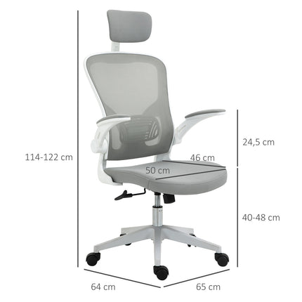 Ergonomic office chair, high back with lumbar support, gray