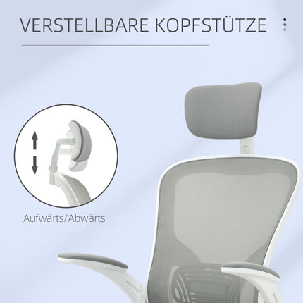 Ergonomic office chair, high back with lumbar support, gray