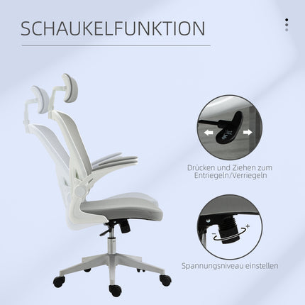 Ergonomic office chair, high back with lumbar support, gray