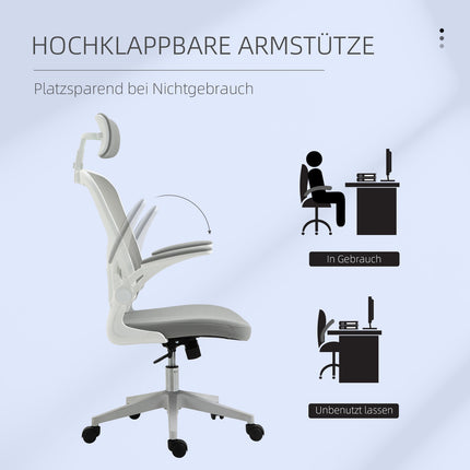 Ergonomic office chair, high back with lumbar support, gray