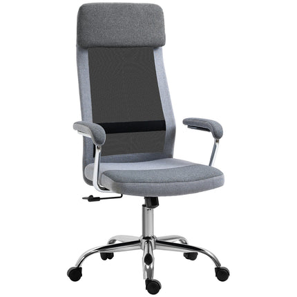 Ergonomic office chair, adjustable with headrest, light grey