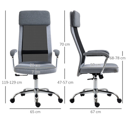 Ergonomic office chair, adjustable with headrest, light grey