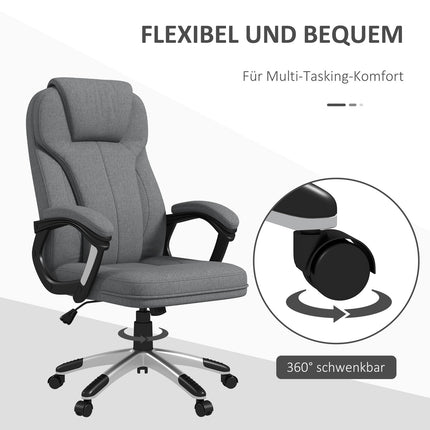 Ergonomic office chair - adjustable height, gray linen, headrest