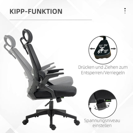 Ergonomic office chair with adjustable headrest and armrest