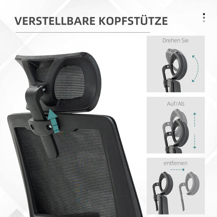 Ergonomic office chair with adjustable headrest and armrest