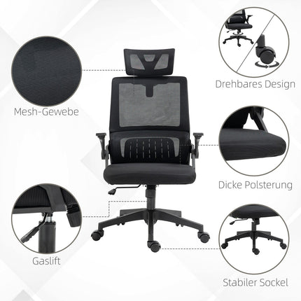 Ergonomic office chair with adjustable headrest and armrest