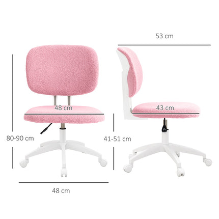 Ergonomic office chair in pink velvet - adjustable in height