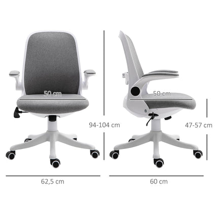 Ergonomic office chair with adjustable armrest, grey-white