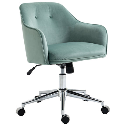 Ergonomic office chair, height adjustable velvet, green