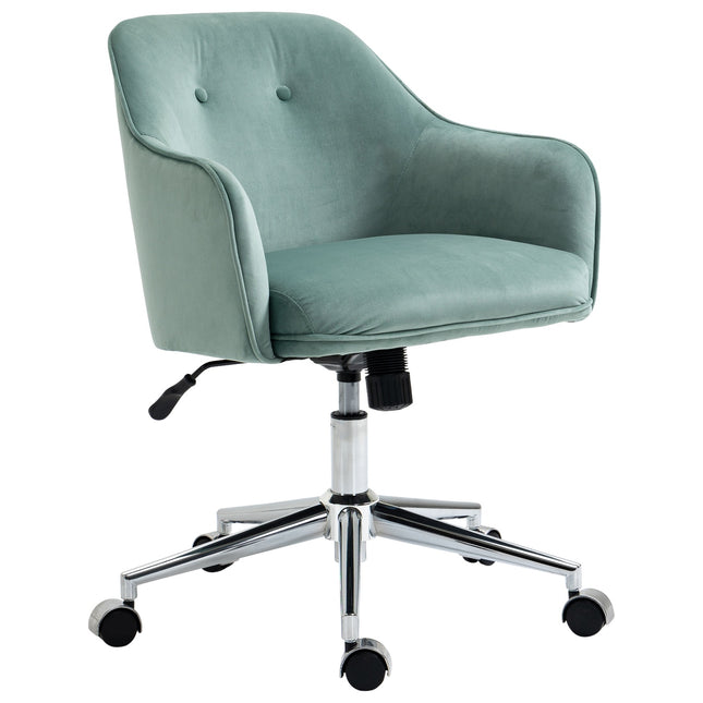 Ergonomic office chair, height adjustable velvet, green