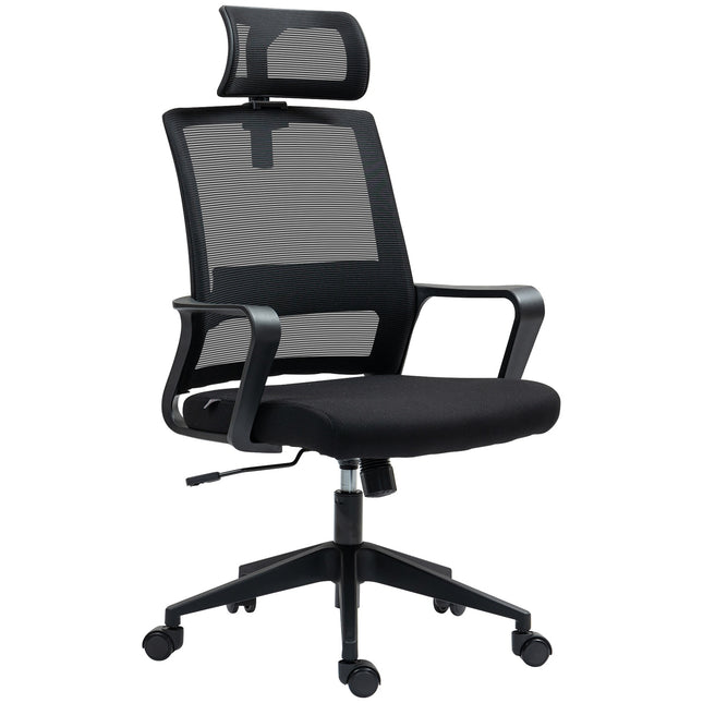 Ergonomic office chair with armrests and adjustable headrest