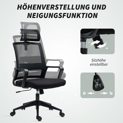 Ergonomic office chair with armrests and adjustable headrest