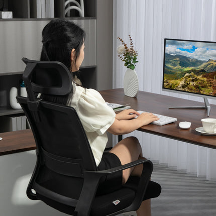 Ergonomic office chair with armrests and adjustable headrest