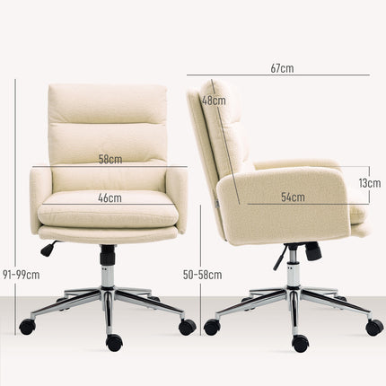 Ergonomic office chair, lambswool look, height adjustable