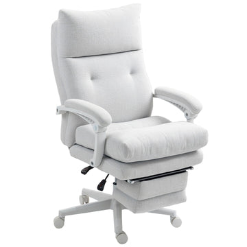 Ergonomic office chair with lumbar support, linen, cream